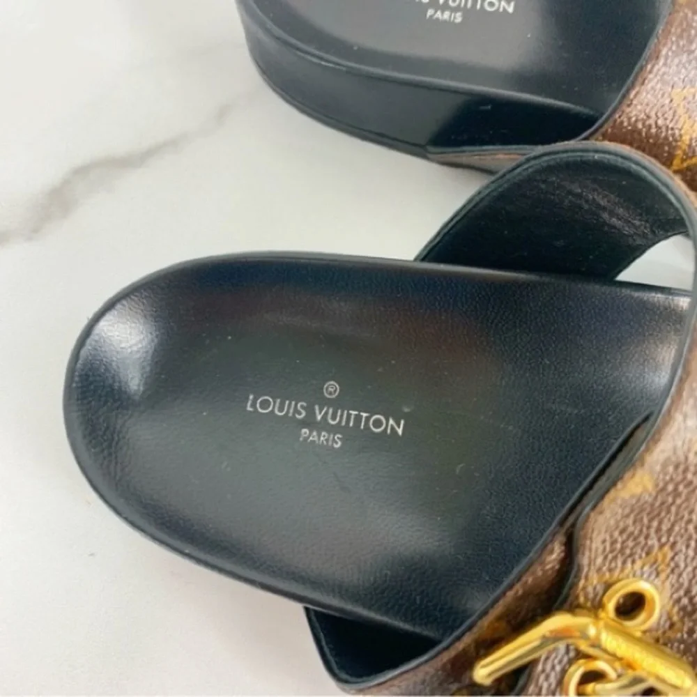 Louis Vuitton Black and Brown Monogram Sandals